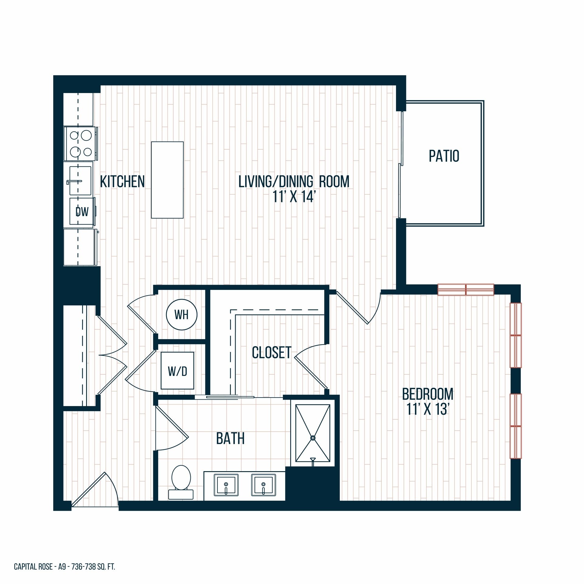 Capitol Rose Luxury Apartments in Washington, DC A9 Floor Plan